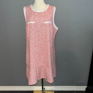 ANTHROPOLOGIE MAEVE RED WHITE & PINK BOUCLE TWEED CHANEL STYLE MINI DRESS - XL